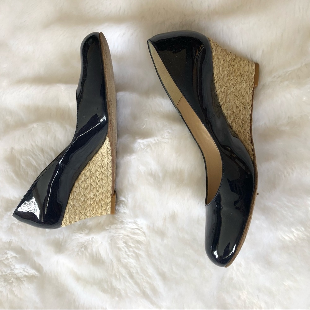 Lk bennett navy blue zella wedges patent 36
